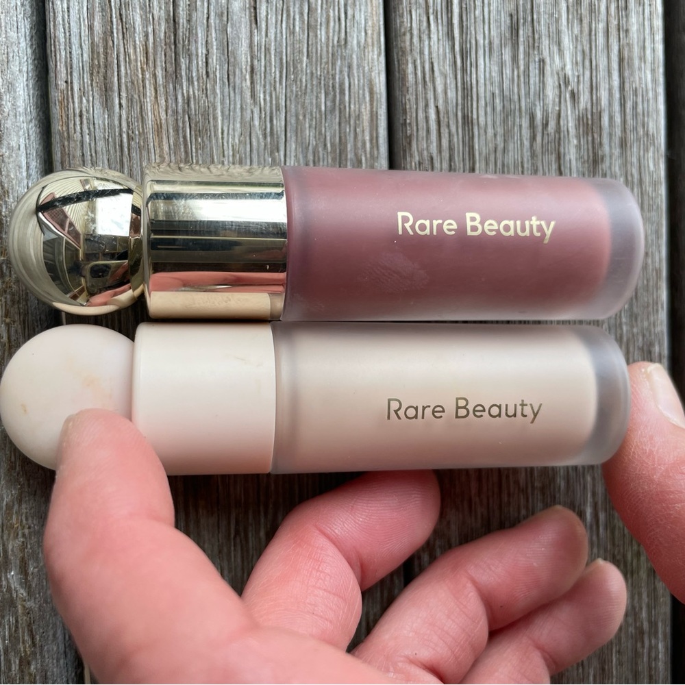 Rare Beauty Lip & Cheek Duo in Mauve Pink and Creamy Nude